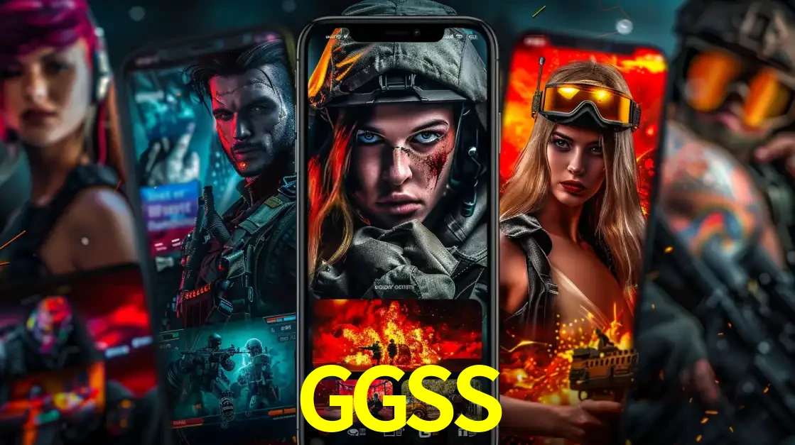 Montagem de telas de celular mostrando diversos personagens, masculinos e femininos, de um jogo de tiro, ilustrando a diversidade de equipes de e-sports para apostar no GGSS.
